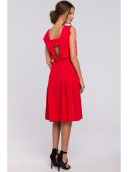 K005 Fit & flare dress with open back - red