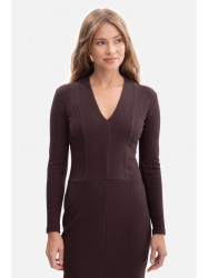 B307 Rib knit pencil dress - dark chocolate
