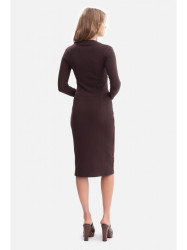 B307 Rib knit pencil dress - dark chocolate
