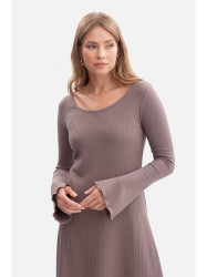 B308 Rib knit midi dress - cocoa