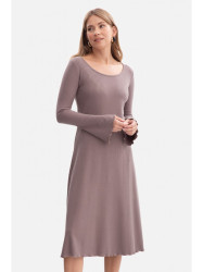 B308 Rib knit midi dress - cocoa