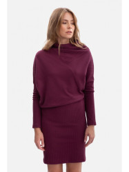 B309 Rib knit blouson dress - plum