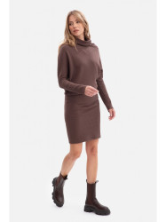 B309 Rib knit blouson dress - brown