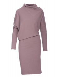 B309 Rib knit blouson dress - cocoa