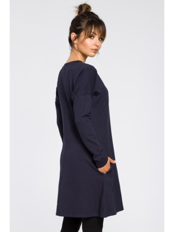 B042 Tunic with a front split - navy blue