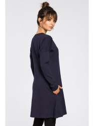 B042 Tunic with a front split - navy blue