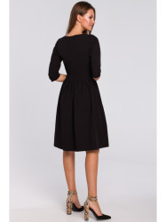 K010 Fit & flare dress with gathered waistline - black