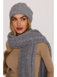 M897 Cable knit beanie - szary