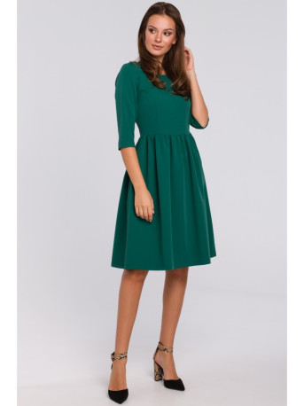 K010 Fit & flare dress with gathered waistline - green