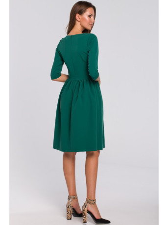 K010 Fit & flare dress with gathered waistline - green