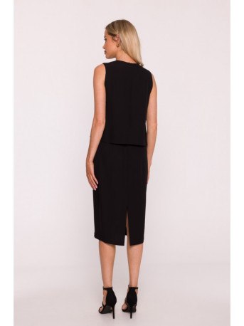 S422 Dress with lace insert - black