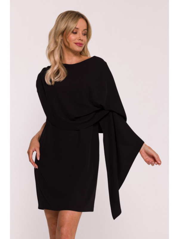 S423 Dress with cape - black