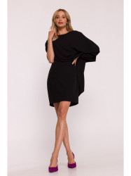 S423 Dress with cape - black