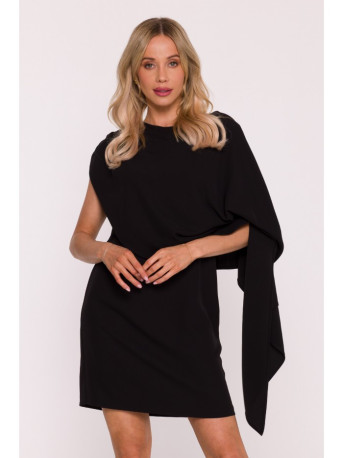 S423 Dress with cape - black