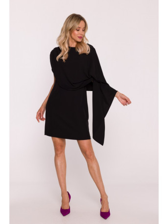 S423 Dress with cape - black