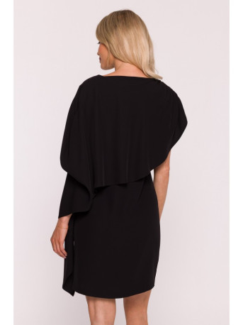 S423 Dress with cape - black