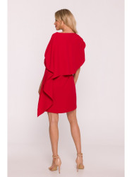 S423 Dress with cape - red