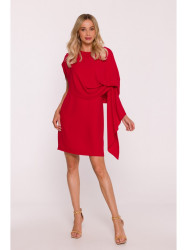 S423 Dress with cape - red