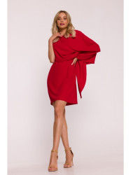 S423 Dress with cape - red