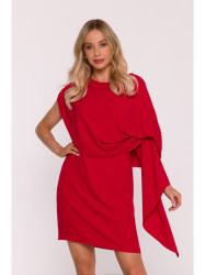 S423 Dress with cape - red