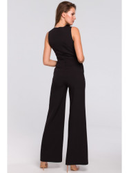 K029 Cross front jumpsuit - black