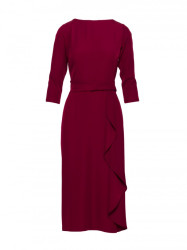 S425 Dress with ruffle detail - maroon