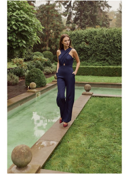 K029 Cross front jumpsuit - deep blue