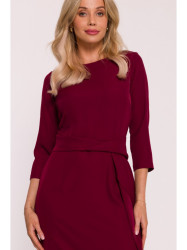 S425 Dress with ruffle detail - maroon