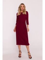 S425 Dress with ruffle detail - maroon