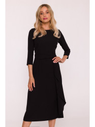 S425 Dress with ruffle detail - black