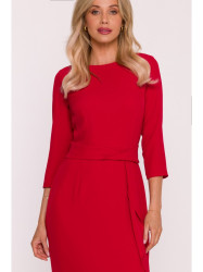 S425 Dress with ruffle detail - red