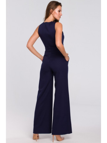 K029 Cross front jumpsuit - deep blue