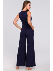 K029 Cross front jumpsuit - deep blue