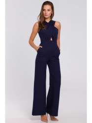 K029 Cross front jumpsuit - deep blue