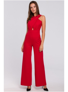 K029 Cross front jumpsuit - red