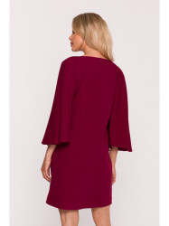 S426 Mini dress with batwing sleeves - maroon