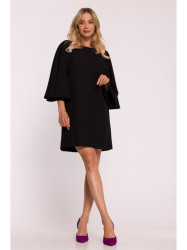 S426 Mini dress with batwing sleeves - black