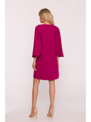 S426 Mini dress with batwing sleeves - plum