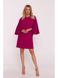 S426 Mini dress with batwing sleeves - plum