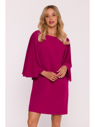 S426 Mini dress with batwing sleeves - plum