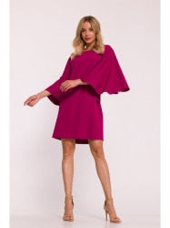 S426 Mini dress with batwing sleeves - plum