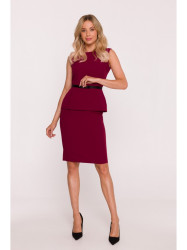 S427 Peplum dress - maroon