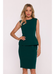 S427 Peplum dress - green