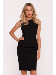 S427 Peplum dress - black