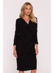 S428 Cowl neckline dress - black