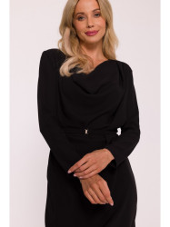 S428 Cowl neckline dress - black