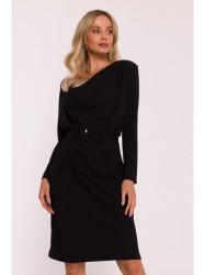 S428 Cowl neckline dress - black