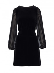 M886 Velvet dress with chiffon sleeves - black