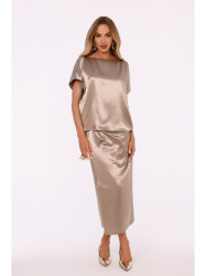 M887 Wrap style satin dress - gold