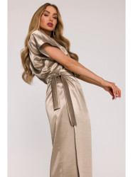 M887 Wrap style satin dress - gold